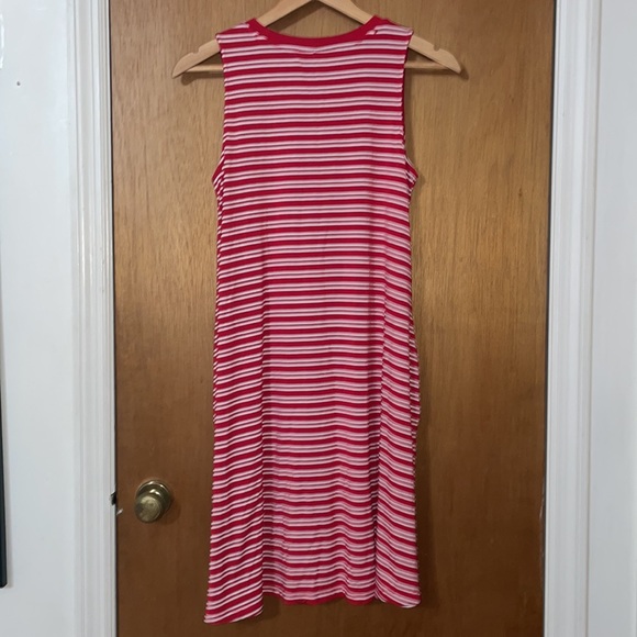 •TIME & TRU•RED/WHITE STRIPED TANK TOP T-SHIRT DRESS SIZE MEDIUM (8-10) EUC - Picture 3 of 10